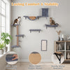 5-in-1 gray cat wall shelves with plush surfaces, poplar wood, and metal brackets for stable indoor play and rest zones.