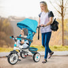 5-in-1 detachable baby stroller tricycle in blue with adjustable canopy, suitable for outdoor walks with kids.
