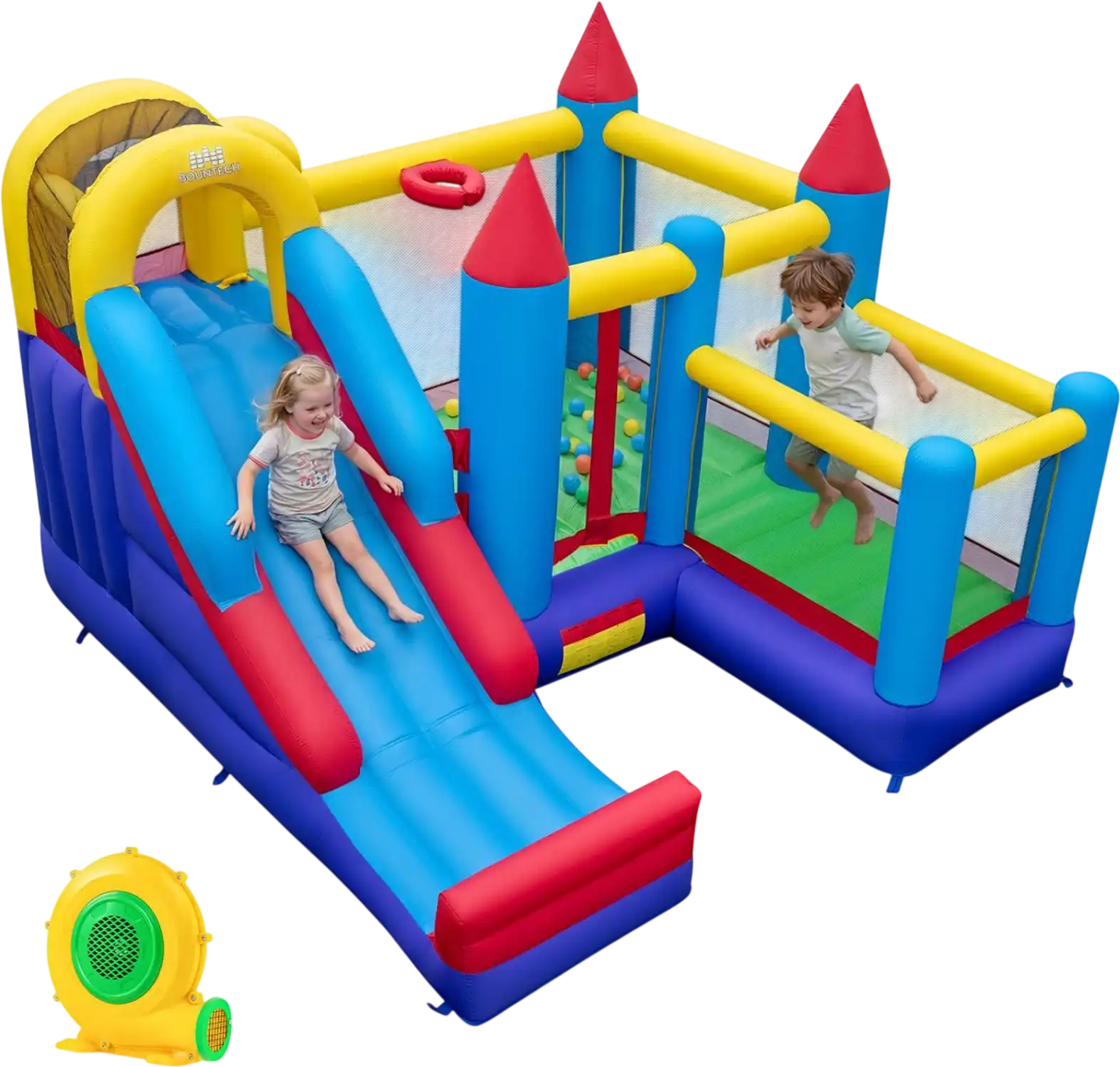 Costway 4-in-1 Kids Bounce House Long Slide Jumping Area w/ 680W Blower 41265093 New