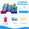 4-in-1 inflatable bounce castle with slide, basketball hoop, and climbing wall, made of waterproof 420D Oxford cloth.
