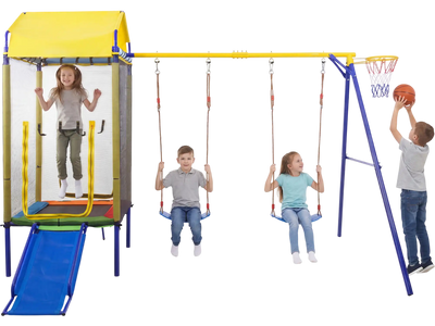 Costway 5-in-1 Kids Backyard Swing Set Heavy-Duty Metal Stand 21642490 New