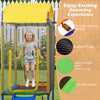 5-in-1 kids swing set featuring a trampoline, slide, and ladder with a sturdy A-frame design for safe outdoor fun.