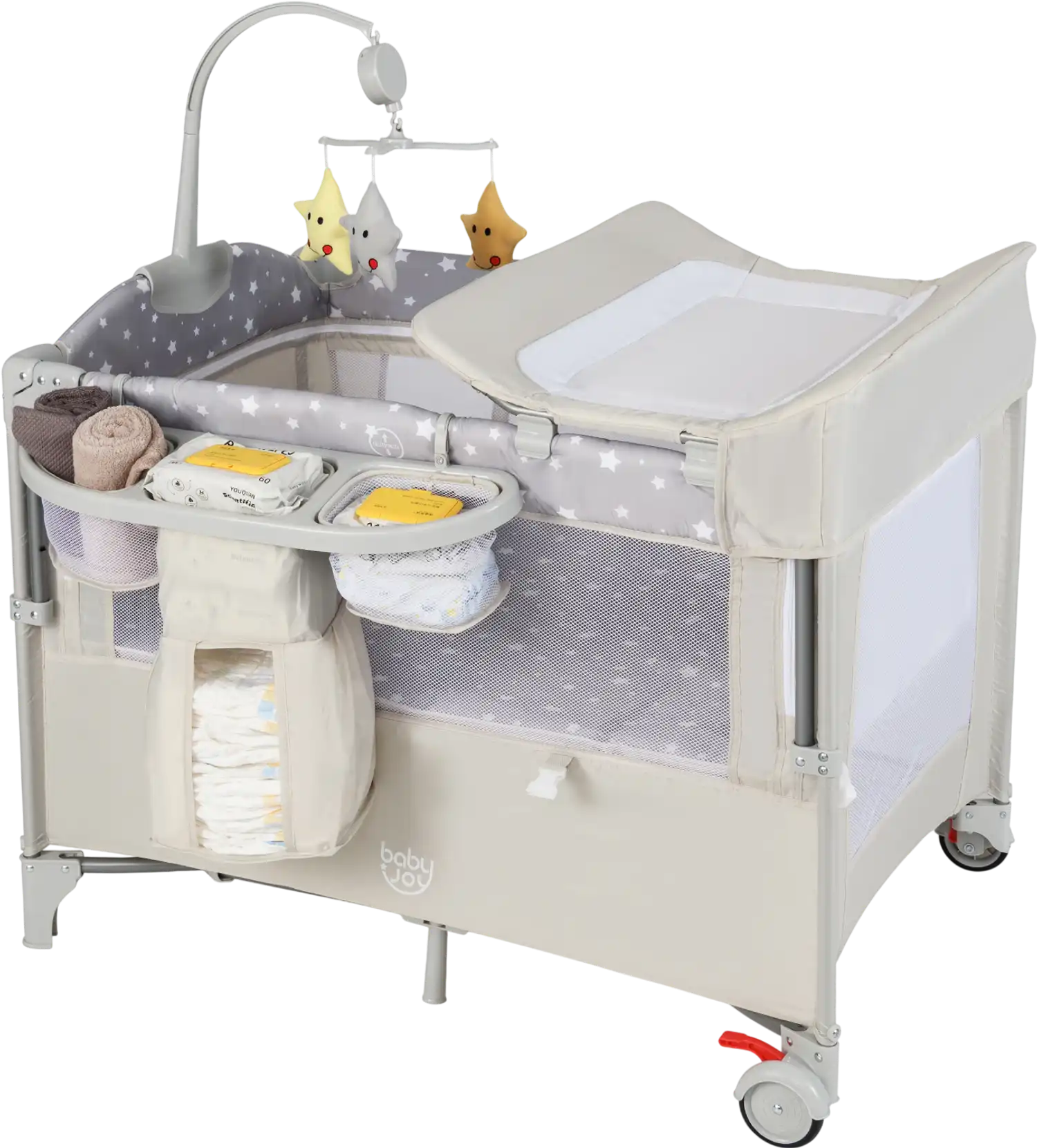 Costway 5-in-1 Portable Baby Bedside Bassinet Playpen w/ Diaper Changer 48972316 New
