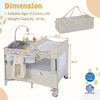 5-in-1 portable baby beside sleeper bassinet in beige with changing table, storage pockets, and removable mattress.