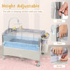 Portable baby beside sleeper bassinet in beige with zipper door, changing table, and safety features for easy use.