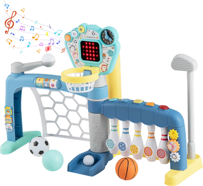 Costway 5-in-1 Toddler Sports Toy Adjustable Basketball Hoop 18+ Months 92270034 New