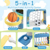 5-in-1 toddler sports toy featuring adjustable basketball hoop, soccer, golf, baseball, and bowling for fun playtime.