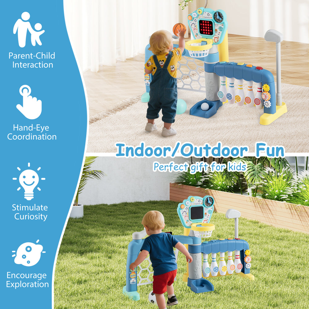 5 in 1 toddler sports toy featuring adjustable basketball hoop, promoting coordination and motor skills for kids 18.