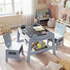 5-in-1 Toddler Table and 2 Chairs Cute Art Desk Set with Reversible Chalkboard Whiteboard-Grey - Gallery View 1 of 10