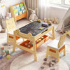 5-in-1 Toddler Table and 2 Chairs Cute Art Desk Set with Reversible Chalkboard Whiteboard-Natural - Gallery View 1 of 10
