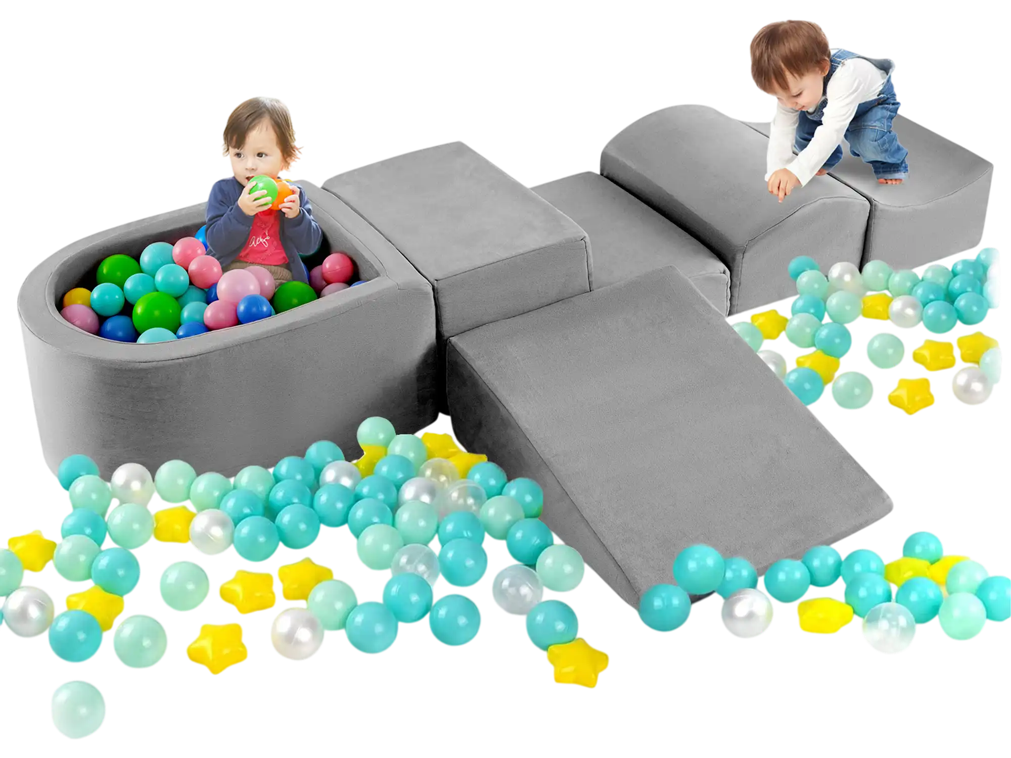 Costway 5-Piece Kids Climb Crawl Playset Ball Pit Slide 42765189 New