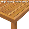 Close-up of acacia wood tabletop showcasing natural grain, part of a 5-piece outdoor conversation furniture set.