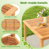 Detail shots of the 5-piece patio dining set showcasing rounded corners, reinforced crossbars, and a stable triangular.