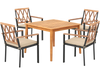 5 Piece Patio Acacia Wood Dining Set Solid Wooden Dining Furniture with Umbrella Hole