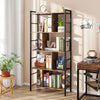 5-tier industrial bookshelf with metal frame, featuring ample storage for books and decor, perfect for home office use.