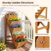 5-tier vertical raised garden bed made of fir wood, featuring a sturdy ladder structure for optimal plant growth.