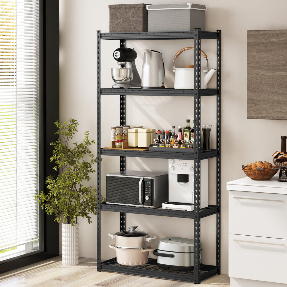 5-Tier Metal Shelving Unit with Anti-slip Foot Pad Height Adjustable Shelves for Garage-M - Gallery View 1 of 10