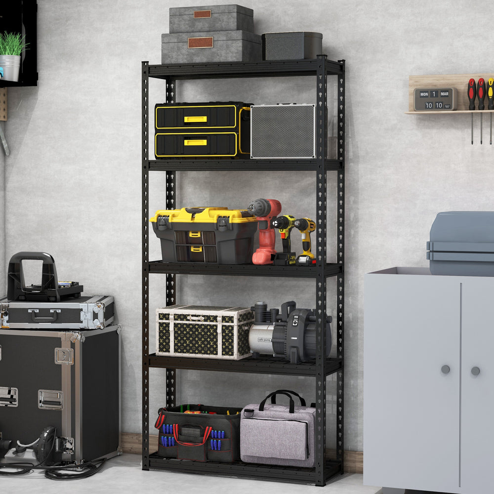 5-Tier Metal Shelving Unit with Anti-slip Foot Pad Height Adjustable Shelves for Garage-S - Gallery View 1 of 10