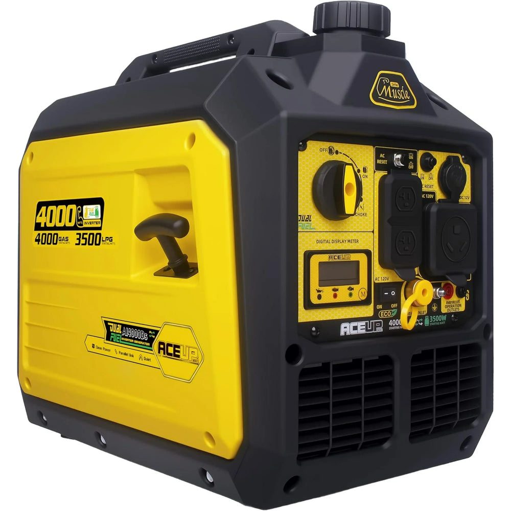 Aceup Energy AI4000DS Inverter Generator 3200/4000W Dual Fuel Gas Propane 30A Low THD New