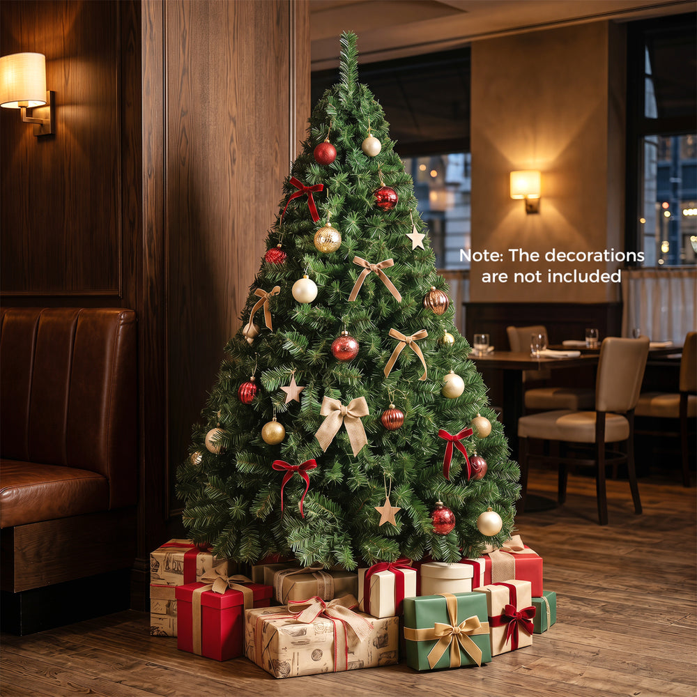 5 FT artificial Christmas tree with hinged branches and 519 tips, perfect for festive home or office decoration.