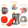 5 in 1 toddler climber slide playset with basketball hoop, telescope, and safety guardrails for indoor or outdoor fun.