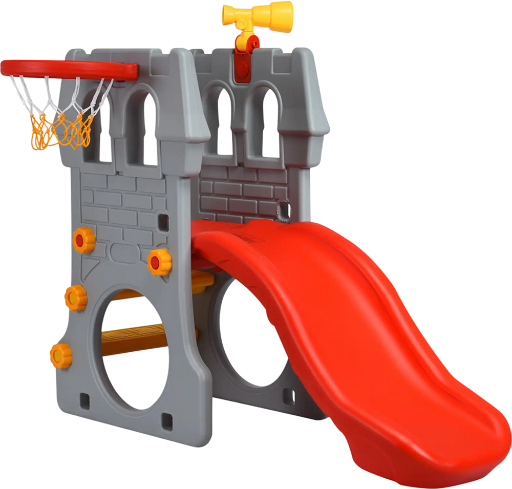 5 in 1 Toddler Climber Slide Playset with Basketball Hoop and Telescope