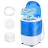 Portable semi-auto washing machine with a 5.5lbs capacity, clear lid, and drainage hose, ideal for small spaces.