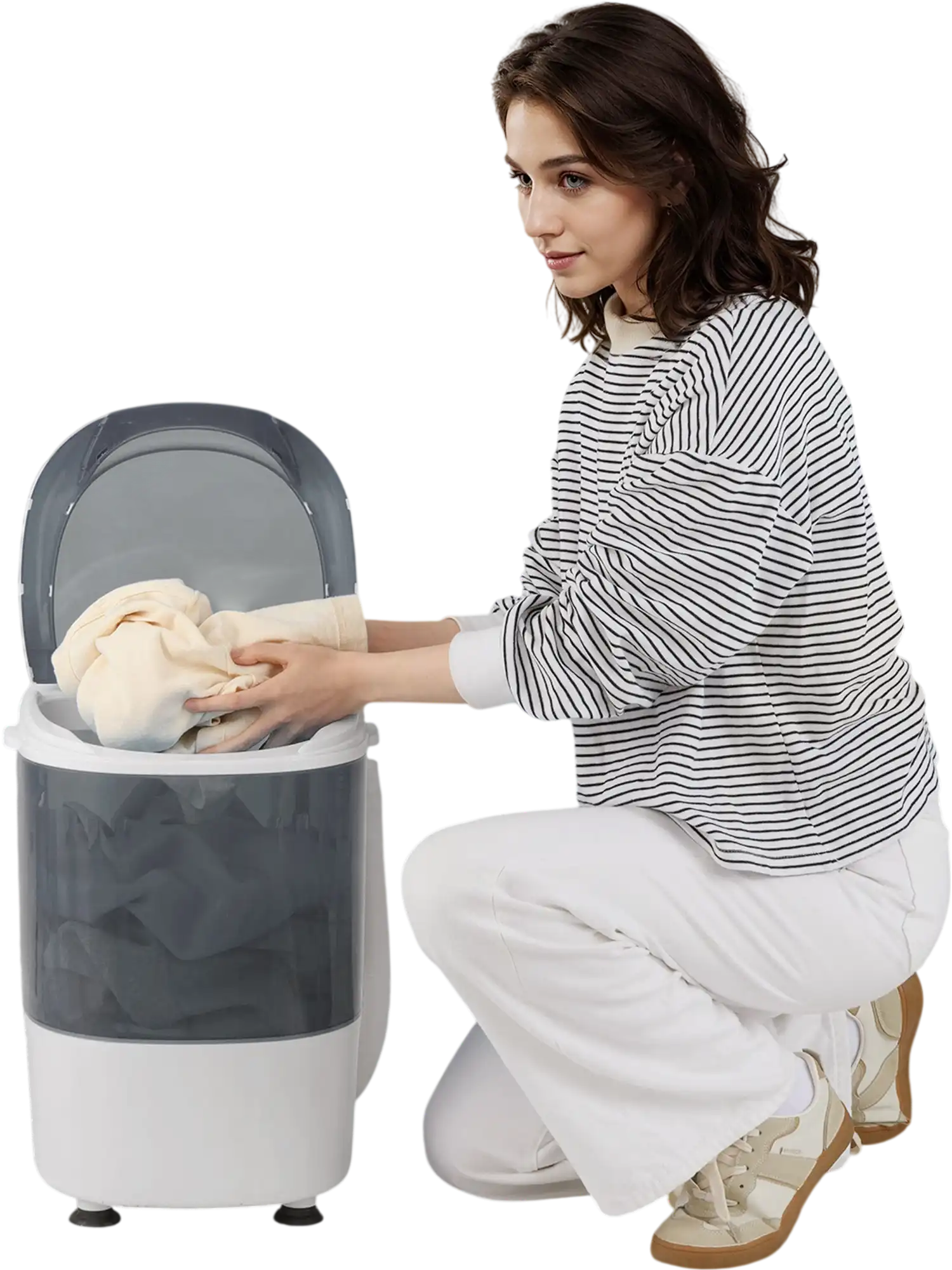 Costway Portable Mini Semi-Automatic Washer Spinner Combo Single Tub Gray 26175439 New