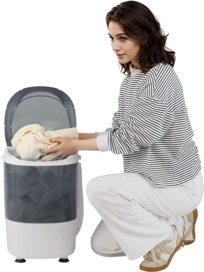 Costway Portable Mini Semi-Automatic Washer Spinner Combo Single Tub Gray 26175439 New