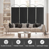 4-panel black room divider with a sturdy metal base, ideal for creating privacy in living rooms or offices.