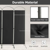 4-panel black room divider featuring durable polyester fabric and a sturdy metal frame for privacy in home or office.