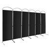 Freestanding 6-panel privacy screen in black, made of durable polyester fabric, ideal for offices and dining rooms.