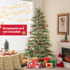 6.5 ft pre-lit artificial cypress Christmas tree with warm white lights, featuring realistic foliage and a hinged.