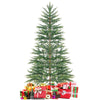 6.5 ft pre-lit artificial cypress Christmas tree with 470 branch tips and gifts, perfect for festive holiday decor.