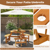 Round picnic table set with 3 benches, natural fir wood, umbrella hole for outdoor shade, perfect for 2-6 people.