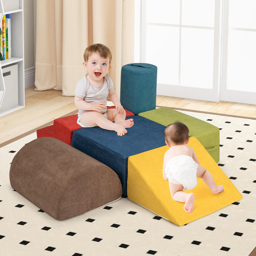 6-Piece Baby Climbing Blocks with 30D High-Density Foam and Carrying Handles-Multicolor - Gallery View 1 of 10