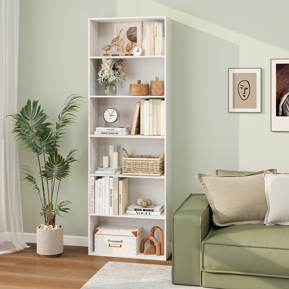 6-Tier Bookcase with 6 Open Shelves and Anti-Toppling Kits-White - Gallery View 1 of 10