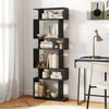 6-Tier Geometric Bookshelf with 2 Anti-Tipping Kits for Home Office-Black - Gallery View 1 of 9