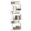 6-tier geometric bookshelf in white with anti-tipping kits, ideal for modern storage in home office or living room.