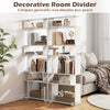 6-tier geometric bookshelf in white with anti-tipping kits, perfect for modern storage in home office or living room.
