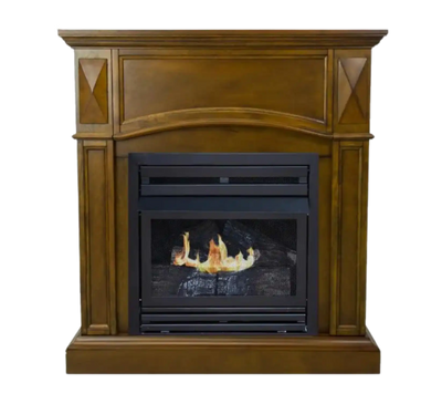 Pleasant Hearth 20,000 BTU 36 in. Compact Convertible Ventless Propane Gas Fireplace in Heritage Oak New