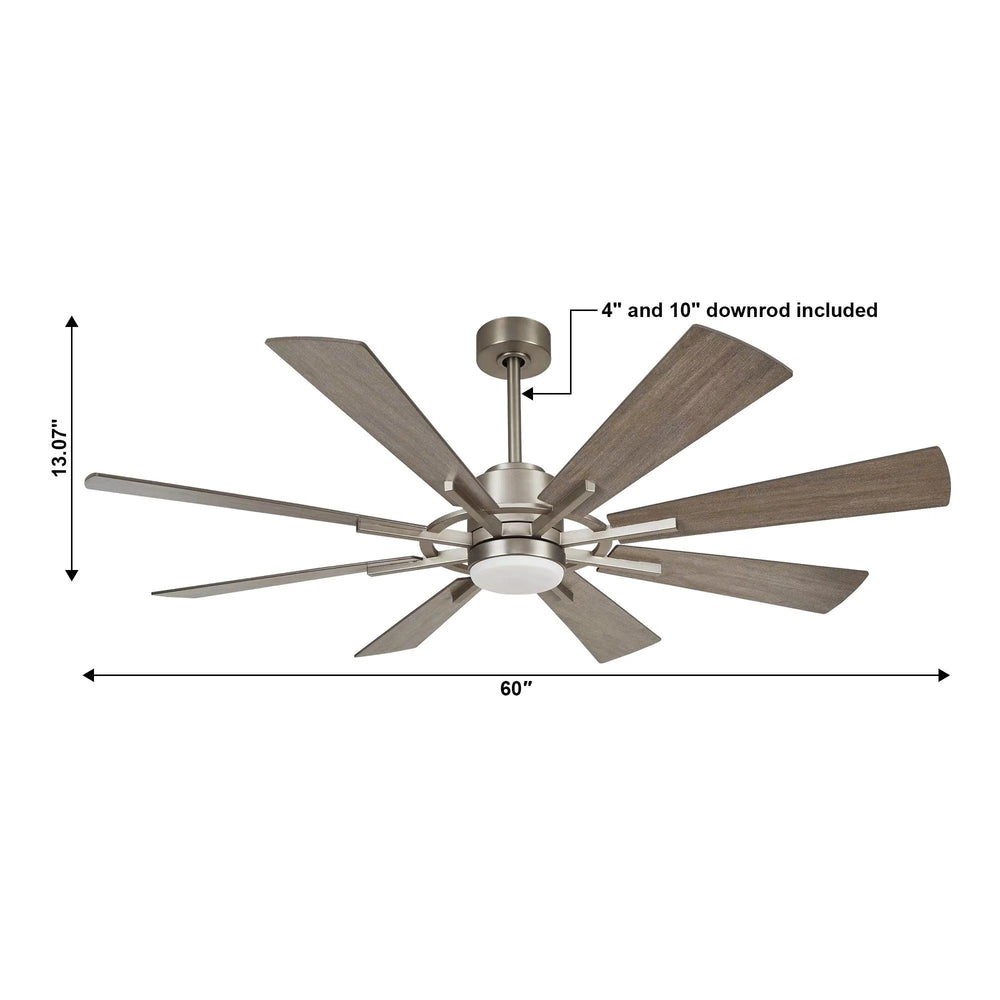 Parrot Uncle 60" Oretha Ceiling Fan Windmill Farmhouse Style with Lighting and Remote Control New