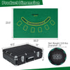 Poker chip set with 600 claytec chips, carrying case, and accessories for Texas Holdem and Blackjack games.