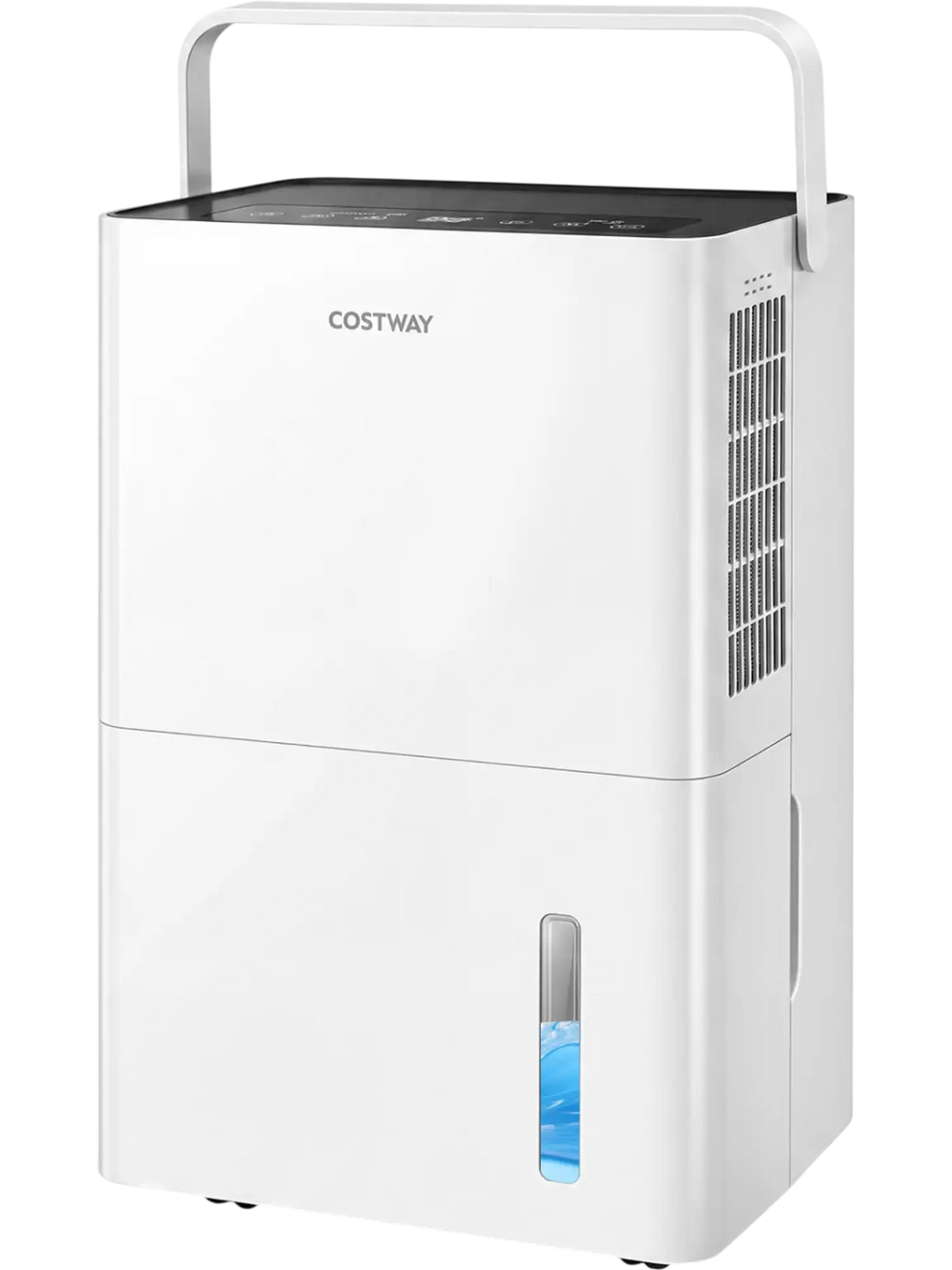 6000 sq.ft 120 pint dehumidifier in white with smart humidity control, ideal for bedrooms and basements.