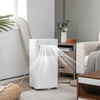 Portable air conditioner with cooling and dehumidifying functions, designed for 250 sq. ft. spaces, featuring.