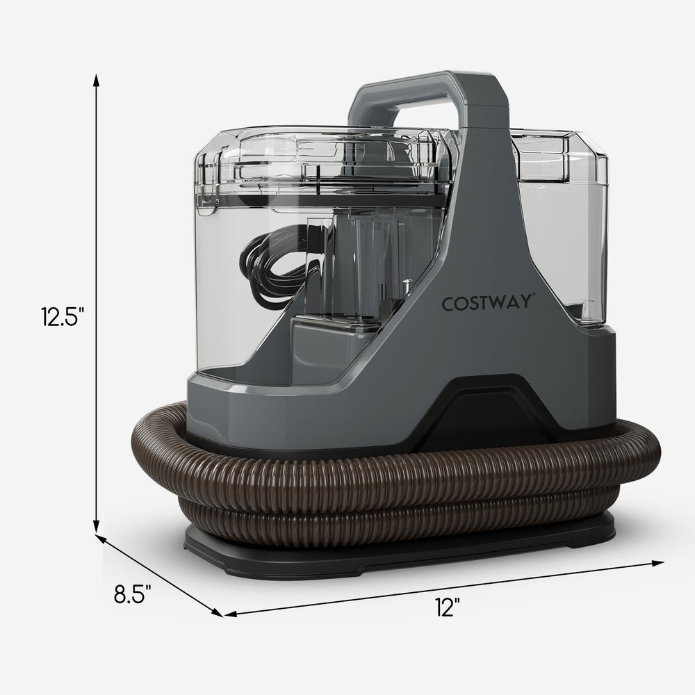 600W upholstery cleaner machine in gray with 15Kpa suction, large water tanks, and versatile attachments for deep.