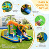 8-in-1 jumping castle with slide, climbing wall, and water cannon for wet and dry play in backyard fun.