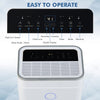 Digital control panel of the 60-pint dehumidifier with 3-color display and easy operation features for home use.