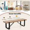 Rustic 60-inch entryway bench with a wooden top and metal frame, ideal for shoe storage and versatile seating options.