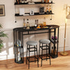 60 Inch Long Bar Table Narrow with Faux Marble Tabletop and Storage Shelves-Black - Gallery View 1 of 10